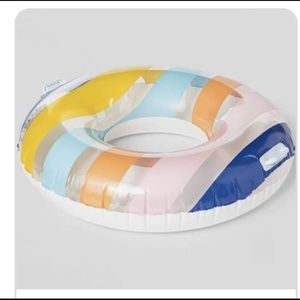 Sun Squad Inflatable Swim Tube with Handles Multi Stripe 33" Diameter - New